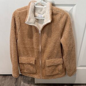 Olivia Sky Tan Plush Sherpa Zip Jacket